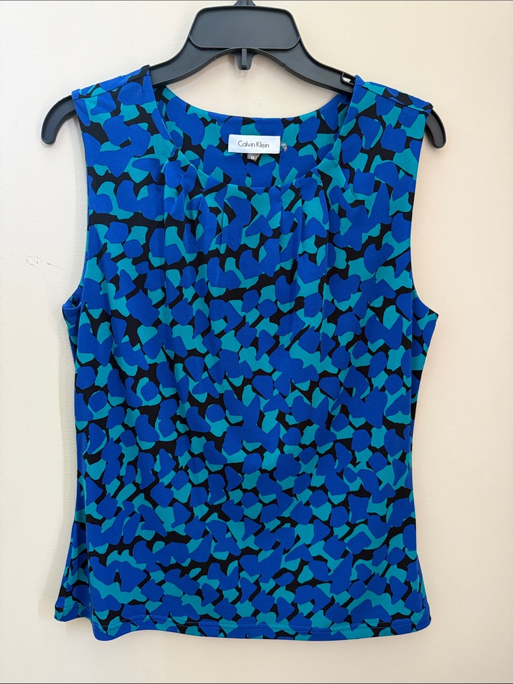 Calvin Klein Blue & Teal Abstract Sleeveless Top